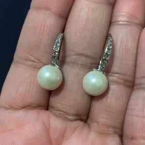 Elegant Silver and White Pearl Earrings